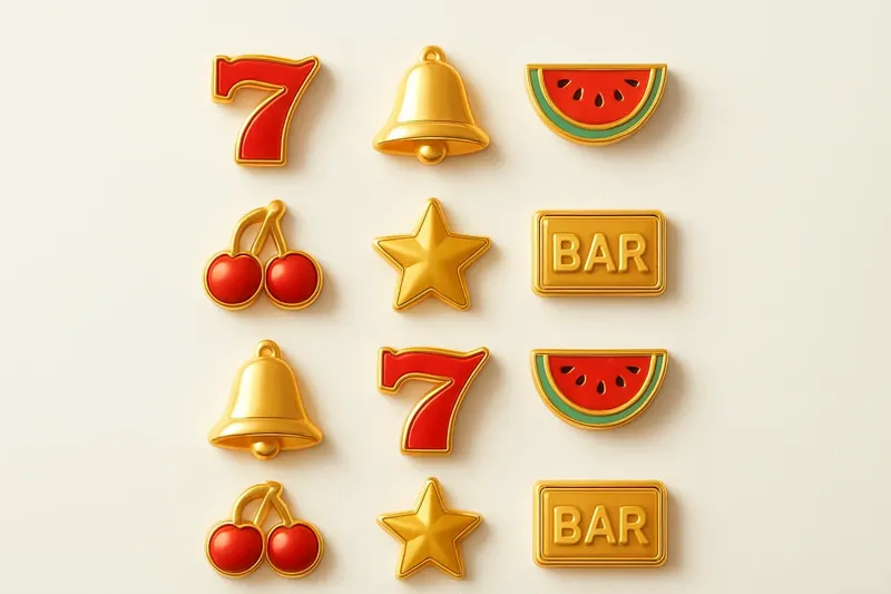 Twelve mini slot symbols arranged in a clean 4x3 grid